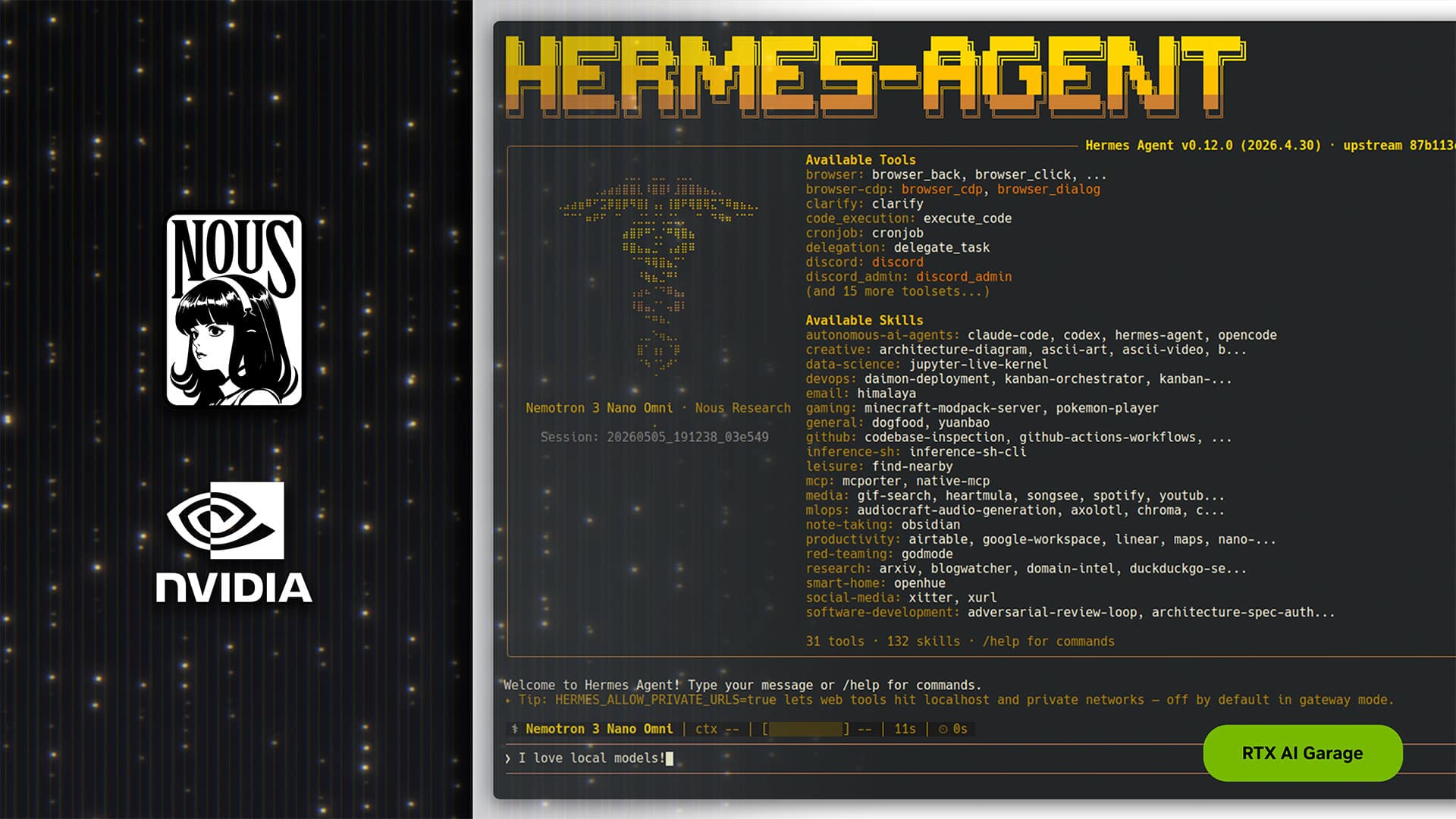 Hermes bringt sich selbst verbessernde AI-Agenten auf RTX-PCs